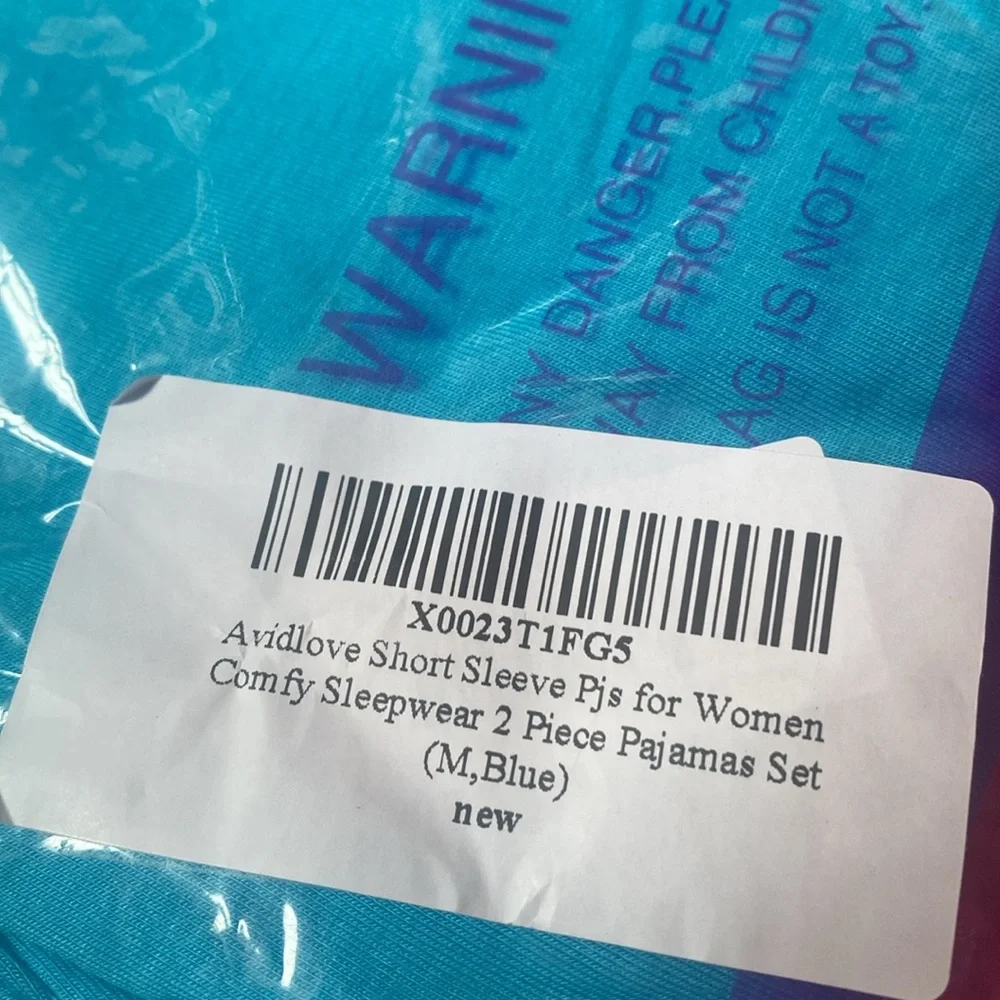 Avidlove Shortsleeve Pjs for Women Comfy Sleepwear pajama set, Size M, Blue, NWT